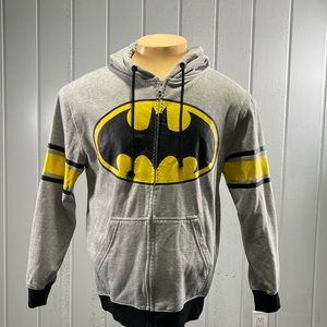 *DC Comics Batman Men's Light Gray Zip Up Hoodie Sz L